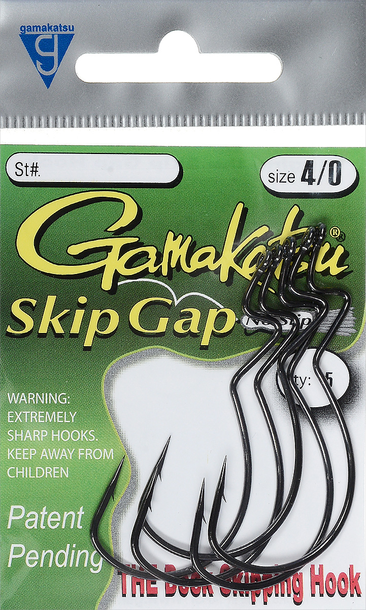Крючок рыболовный Gamakatsu Skip Gap Minor, размер 4/0, 5 шт03/1/12 Крючок рыболовный Gamakatsu Skip Gap Minor, размер 4/0, 5 шт03/1/12Крючок Gamakatsu Skip Gap Minor прекрасно подойдет для ловли крупной рыбы. Изделие изготовлено из высококачественной стали. Офсетный крючок предназначен для крепления силиконовых и мягких приманок. Крючок идеально справляется с любой рыбой как на море, так и на спокойной воде. Размер: 4/0.Количество: 5 шт. Вид головки: кольцо.