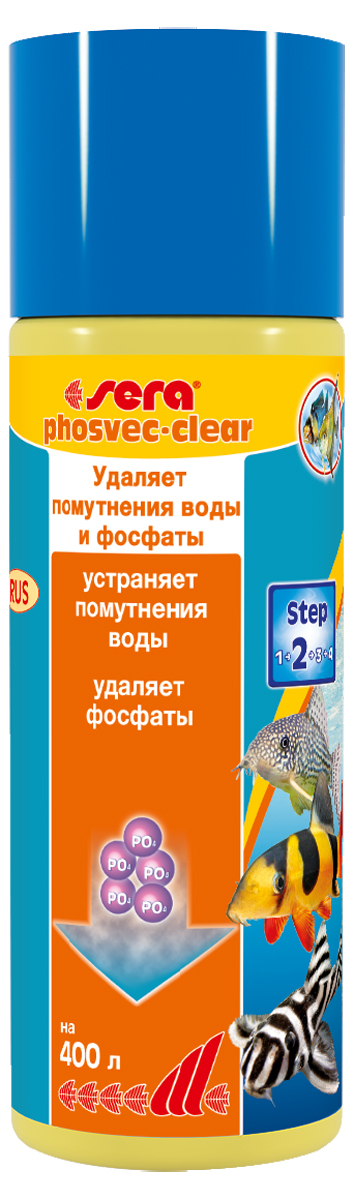 Средство для воды Sera Phosvec-Clear, 100 мл0120710 Средство для воды Sera Phosvec-Clear, 100 мл0120710Средство для воды Sera Phosvec-Clear обеспечивает чистую, кристально прозрачную воду без фосфатов. Средство устраняет минеральное помутнение воды и удаляет фосфаты - одно из основных питательных веществ для водорослей.Минеральные вещества, так же как и мертвый органический материал (детрит), могут вызывать помутнение аквариумной воды. Это может дополнительно увеличить концентрацию фосфатов в воде и, таким образом, способствовать разрастанию водорослей. Sera Phosvec-Clear немедленно связывает частицы, вызывающие помутнение воды и, таким образом, делает возможным улавливание их фильтром. В то же время он удаляет излишки фосфатов, чем предотвращает разрастание водорослей.