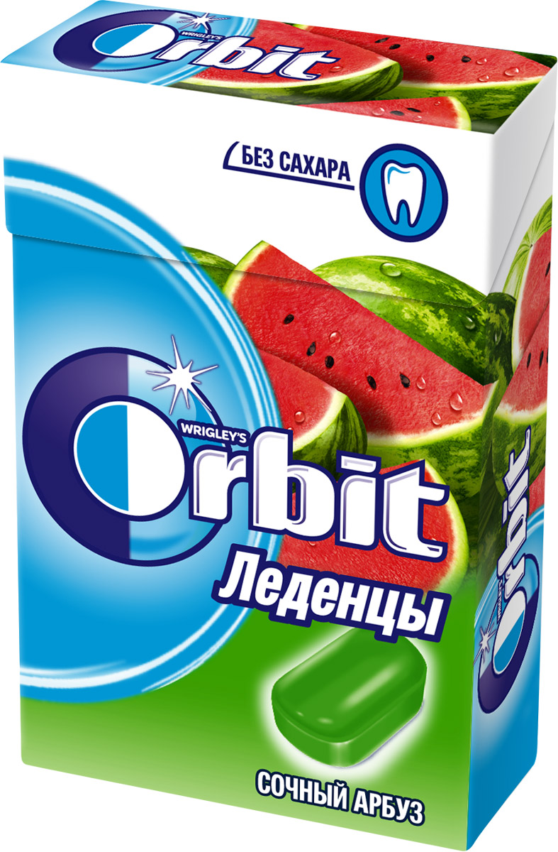 Orbit Сочный арбуз леденцы, 35 г0120710 Orbit Сочный арбуз леденцы, 35 г0120710Освежающие леденцы Orbit со вкусом арбуза помогают восстановить кислотно-щелочной баланс во рту и способствуют сохранению здоровья зубов. Вкусные и освежающие леденцы для уверенной улыбки в любой ситуации!Уважаемые клиенты! Обращаем ваше внимание, что полный перечень состава продукта представлен на дополнительном изображении.