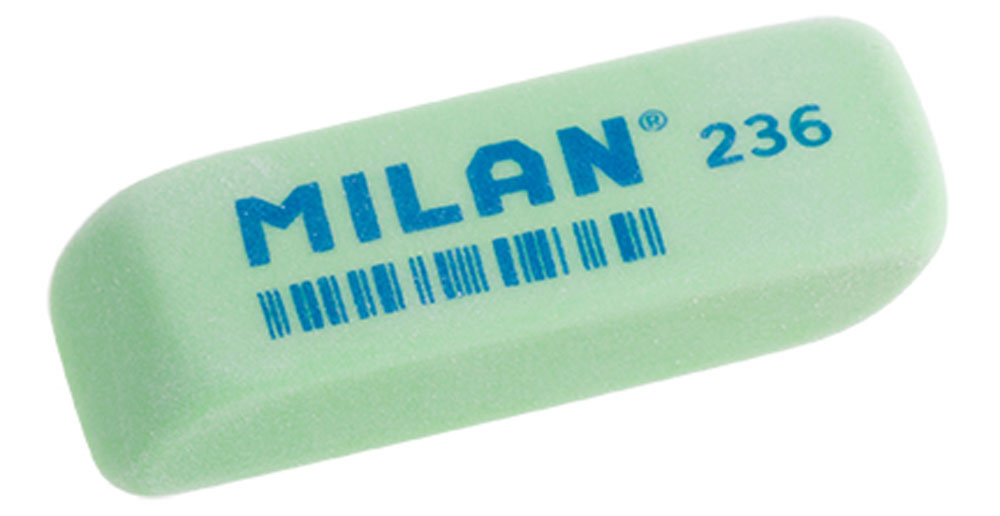 Milan Ластик 236 цвет зеленыйCPM236_зеленый Milan Ластик 236 цвет зеленыйCPM236_зеленыйЛастик Milan станет незаменимым аксессуаром на рабочем столе не только школьника или студента, но и офисного работника. Ластик имеет прямоугольную форму с двумя скошенными краями, которые предназначены для более точного стирания. Ластик обеспечивает высокое качество коррекции и не повреждает поверхность бумаги.