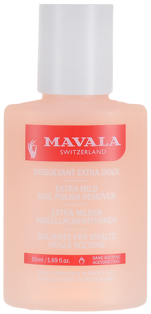 Mavala Жидкость для снятия лака Розовая NAIL POLISH REMOVER Pink 50 мл08-431 Mavala Жидкость для снятия лака Розовая NAIL POLISH REMOVER Pink 50 мл08-431Жидкость для снятия лака без ацетона специально разработана для тонких и хрупких ногтей. Апельсиновое масло, входящее в ее состав, обладает антисептическими и антиоксидантными свойствами, увлажняет ногтевую пластину и кутикулу, улучшает структуру ногтей.
