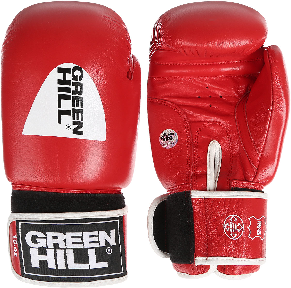 Перчатки боксерские Green Hill Tiger, цвет: красный, черный, белый. Вес 10 унций. BGT-2010аAP02013 Перчатки боксерские Green Hill Tiger, цвет: красный, черный, белый. Вес 10 унций. BGT-2010аAP02013Боксерские перчатки Green Hill Tiger, одобренные международной ассоциацией любительского бокса (AIBA), прекрасно подойдут для прогрессирующих спортсменов. Верх выполнен из натуральной кожи, наполнитель - из пенополиуретана. Точечная вентиляцияв области ладони позволяет создать максимально комфортный терморежим во время занятий. Широкий ремень, охватывая запястье, полностью оборачивается вокруг манжеты, благодаря чему создается дополнительная защита лучезапястного сустава от травмирования. Перчатки прекрасно сидят на руке. Застежка на липучке способствует быстрому и удобному надеванию перчаток, плотно фиксирует перчатки на руке.