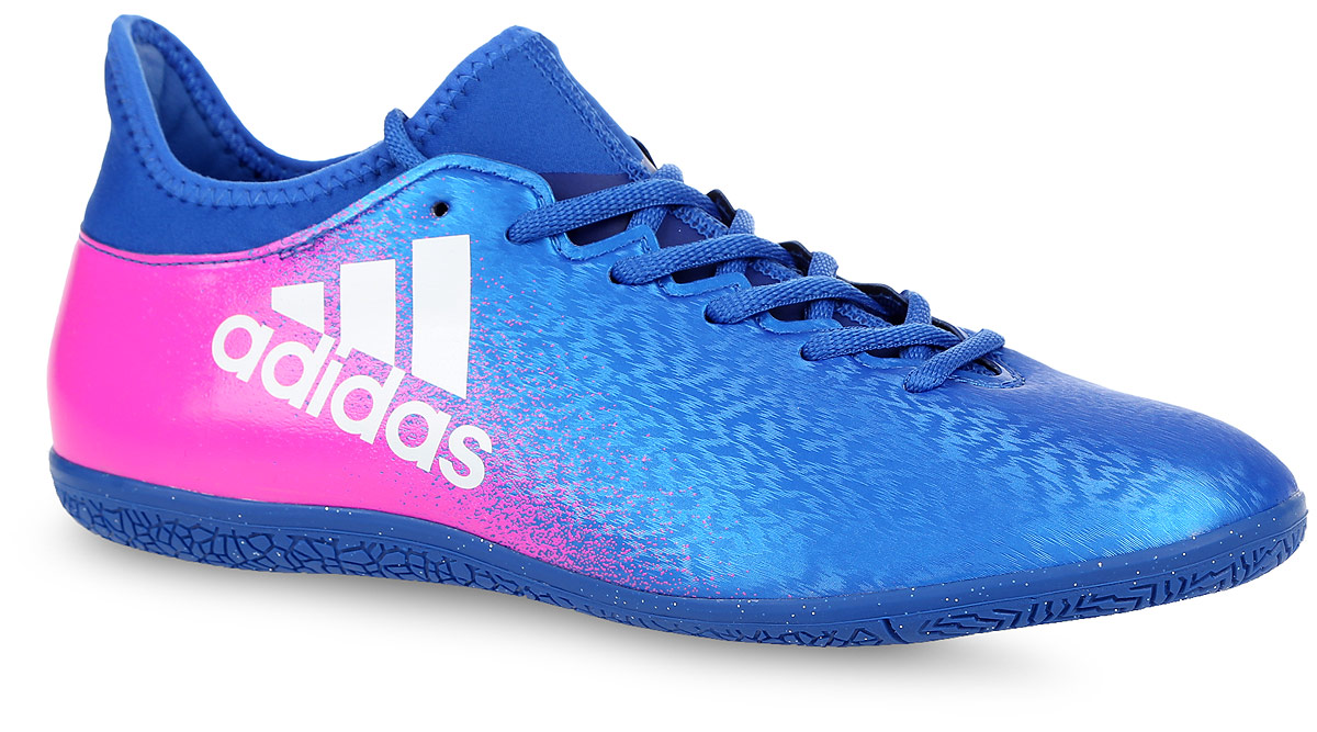 Бутсы для футзала мужские adidas X 16.3 In, цвет: синий. BB5678. Размер 9,5 (42,5)BB5678 Бутсы для футзала мужские adidas X 16.3 In, цвет: синий. BB5678. Размер 9,5 (42,5)BB5678Кроссовки Adidas X 16.3 In идеальны для мощной игры на полированных гладких поверхностях. Дышащий верх techfit, выполненный из искусственных материалов и текстиля, обеспечивает идеальную посадку без разнашивания и траты времени на шнуровку. Подошва Chaos для игры на максимальных скоростях и сцепления с гладкими полированными поверхностями.