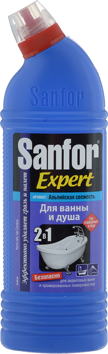 Средство для чистки и дезинфекции ванны и душа Sanfor Expert, альпийская свежесть, 750 мл4602984003815 Средство для чистки и дезинфекции ванны и душа Sanfor Expert, альпийская свежесть, 750 мл4602984003815Специальная формула позволяет использовать Sanfor Expert абсолютно для любых видов ванн, хромированных кранов и душа, не повреждает поверхности даже при ежедневном использовании. Обладает хорошими чистящими свойствами, эффективно удаляет известковый налет, препятствует его появлению, легко справляется с мыльными потеками, удаляет ржавчину. В отличие от обычных средств, Sanfor Expert содержит специальные компоненты, препятствующие осаждению загрязнений после смывания. Поэтому, даже после одного применения, оставляет блеск в течение 7 дней. Благодаря загущенной формуле равномерно распределяется и не стекает с наклонных поверхностей. Обеспечивает свежий запах. Не содержит хлор, при этом специальная формула гарантирует хорошие чистящие и антимикробные свойства. Товар сертифицирован. Уважаемые клиенты! Обращаем ваше внимание на возможные изменения в дизайне упаковки. Качественные характеристики товара остаются...