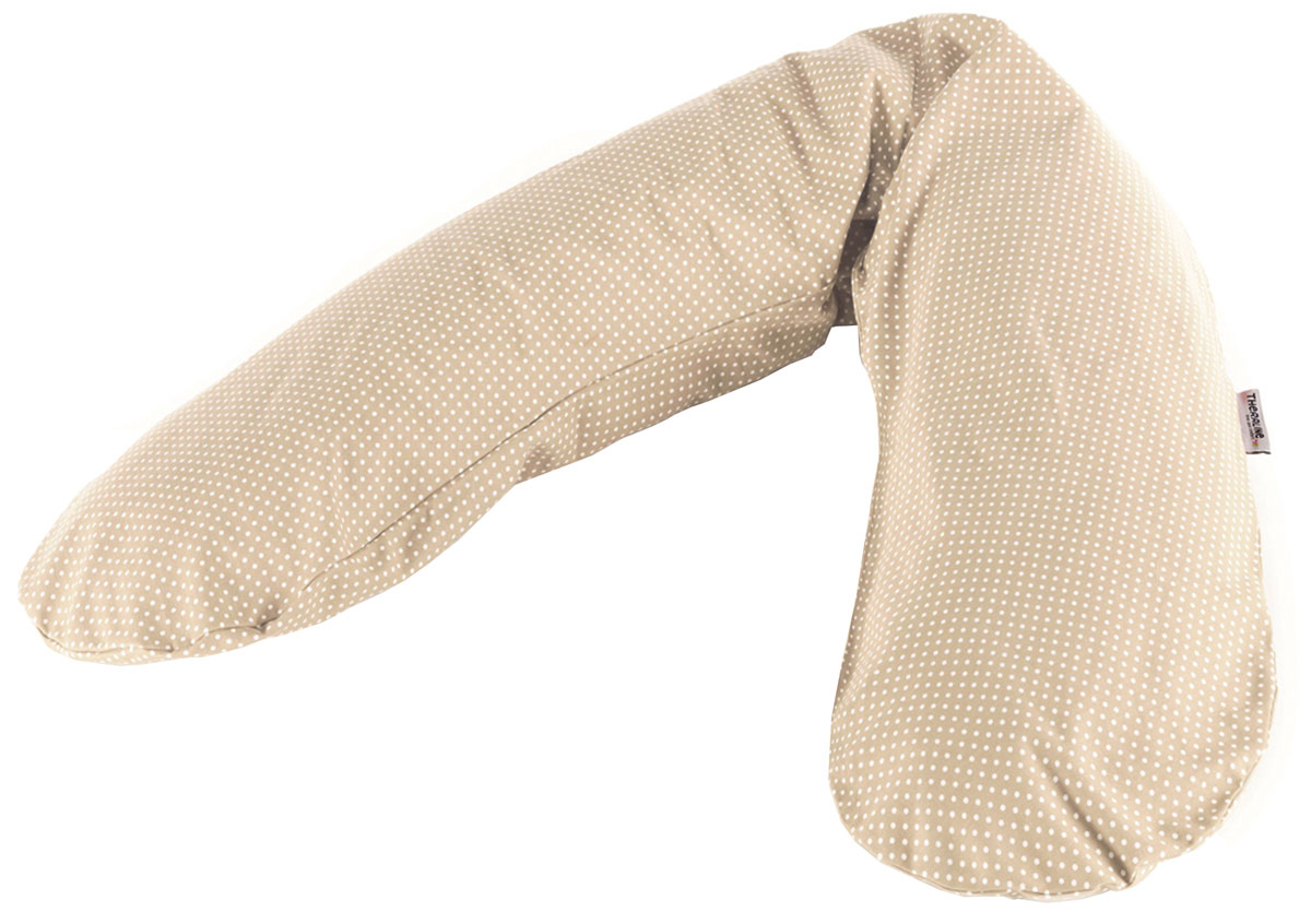 Theraline Подушка для кормящих и беременных Горошек цвет бежевый 190 см51017500 Theraline Подушка для кормящих и беременных Горошек цвет бежевый 190 см51017500Подушка Theraline необходима для беременных и кормящих мам во время сна, отдыха и кормления малыша.Наполнитель представляет собой мелкие (всего 0,5-1,5 мм!!!) полистироловые шарики, гипоаллергенный, без запаха, абсолютно безвредный для здоровья материал, что подтверждено результатами немецкого OKO-Test.