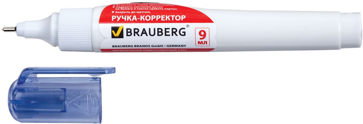 Brauberg Ручка-корректор Energy 9 мл222057 Brauberg Ручка-корректор Energy 9 мл222057Ручка-корректор Brauberg предназначена для наиболее аккуратного и точного исправления печатного и рукописного текста. Надежный металлический наконечник обеспечивает экономичный расход корректирующей жидкости.