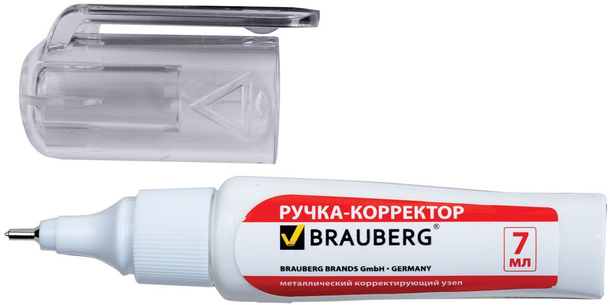 Brauberg Ручка-корректор Energy 7 мл222058 Brauberg Ручка-корректор Energy 7 мл222058Ручка-корректор Brauberg предназначена для наиболее аккуратного и точного исправления печатного и рукописного текста. Надежный металлический наконечник обеспечивает экономичный расход корректирующей жидкости.