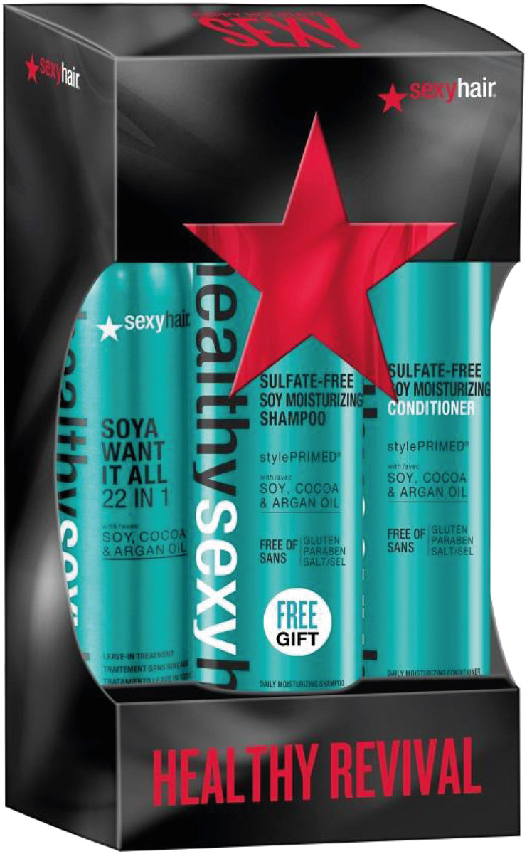 Sexy Hair Healthy Набор Максимальное оздоровлениеL08-8 Sexy Hair Healthy Набор Максимальное оздоровлениеL08-8Спрей-уход 22 в 1 150 млКондиционер на соевом молоке для обычных и окрашенных волос 300 млШампунь на соевом молоке для обычных и окрашенных волос 300 мл — в подарок!