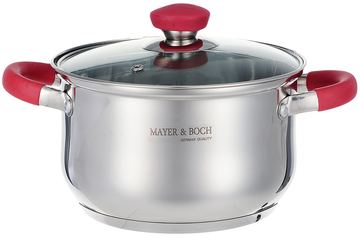 Сотейник Mayer & Boch с крышкой, 2,9 л. 2143894672 Сотейник Mayer & Boch с крышкой, 2,9 л. 2143894672Сотейник Mayer & Boch изготовлен из высококачественной нержавеющей стали с зеркальной полировкой. Многослойное капсулированное дно аккумулирует тепло, способствует быстрому закипанию и приготовлению пищи, даже при небольшой мощности конфорок. Сотейник оснащен удобными ручками из нержавеющей стали с силиконовыми накладками, что обеспечивает прочность, надежность и безопасность. На внутренних стенках имеются отметки литража.Крышка, выполненная из термостойкого стекла, позволит вам следить за процессом приготовления пищи. Она оснащена металлическим ободом и отверстием для выпуска пара, ручка крышки также оснащена силиконовой накладкой. Сотейник идеален для приготовления здоровой пищи с минимальным количеством жира, сохраняя полезные витамины, минеральные вещества и аромат приготовленных блюд. Сотейник очень удобен в использовании, практичен и элегантен, его легко чистить и мыть. Подходит для использования на любых видах плит, включая индукционных, а также можно мыть в посудомоечной машине.Диаметр сотейника по верхнему краю: 19,5 см.Ширина сотейника (с учетом ручек): 27 см. Высота стенки: 11,5 см. Диаметр индукционного диска: 15 см.УВАЖАЕМЫЕ КЛИЕНТЫ!Обращаем ваше внимание на тот факт, что объем сотейника указан максимальный, с учетом полного наполнения до кромки. Шкала на внутренней стенке кастрюли, имеет меньший литраж.