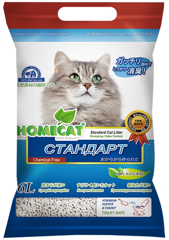 Наполнитель комкующийся HomeCat Эколайн. Стандарт, 6 л63017 Наполнитель комкующийся HomeCat Эколайн. Стандарт, 6 л63017Наполнитель HomeCat - экологически чистый, безопасный и на 100% биоразлагаемый, изготовленный из растительного сырья комкующийся наполнитель для кошачьих туалетов. С повышенной способностью водопоглощения и блокирования запаха. Безопасен для животного и человека. Поддерживает чистоту кошачьего туалета длительное время, подавляет запах, предотвращает рост бактерий.Обладает повышенным абсорбирующими свойствами, отлично удерживает влагу и запах внутри комка. Легкое удаление комков. Сверхнизкое содержание пыли. Натуральное сырье характеризуется приятной мягкостью и максимальным отсутствием пыли, обеспечивает приятные ощущения для кошачьих лап и органов дыхания. При производстве используется термообработка для уничтожения вредных микроорганизмов. Проходит несколько тестов безопасности. Добавление натуральных ароматизаторов позволяет долго поддерживать приятный аромат наполнителя. Вакуумная упаковка предотвращает появление бактерий и микроорганизмов. Сверхбыстрое образование комка, который...