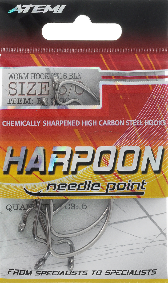 Крючок рыболовный Atemi Harpoon, офсетный, цвет: черный, №5, 5 штФуфайка Verticale FELX Крючок рыболовный Atemi Harpoon, офсетный, цвет: черный, №5, 5 штФуфайка Verticale FELXКрупный офсетный крючок Atemi Harpoon с головкой в виде лопаточки предназначен для морской рыбалки, промышленного лова или для ловли крупной рыбы в пресной воде. Крючок выполнен из качественной высокоуглеродистой стальной проволоки.