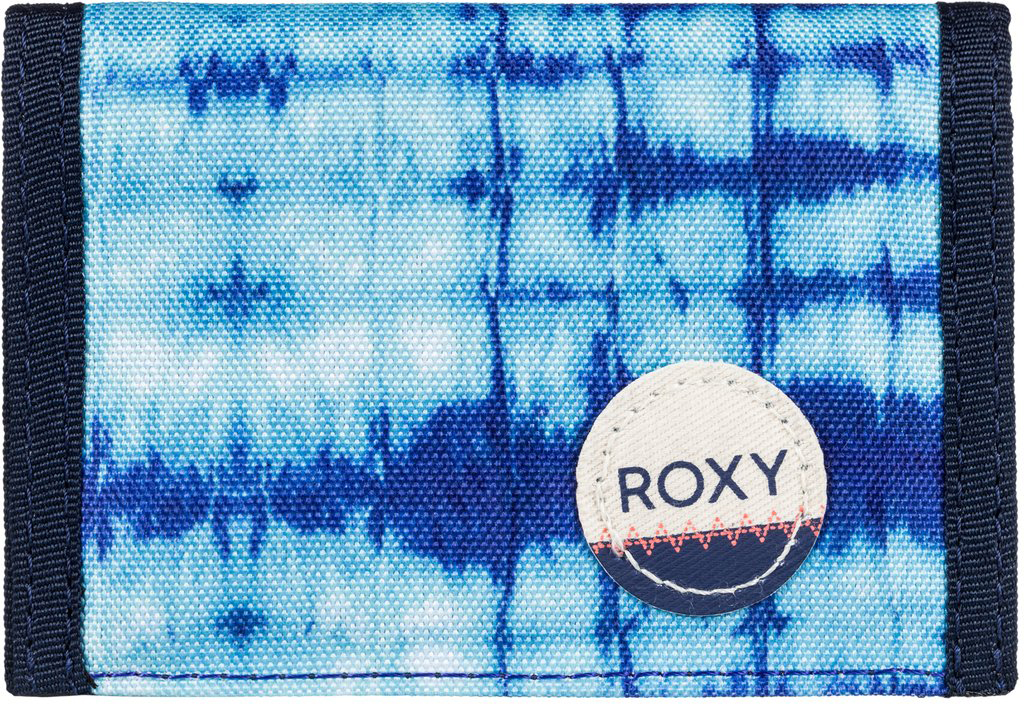 Кошелек женский Roxy Small Beach, цвет: синий. ERJAA03215-WBT7ERJAA03215-WBT7 Кошелек женский Roxy Small Beach, цвет: синий. ERJAA03215-WBT7ERJAA03215-WBT7Женский кошелек от Roxy выполнен из полиэстера и оформлен оригинальным принтом. У модели складной дизайн, три секции, кармашек для мелочи на молнии, много отделений для карточек, отделение для банкнот. Застегивается на липучку Velcro, дополнен хлопчатобумажной нашивкой с логотипом.