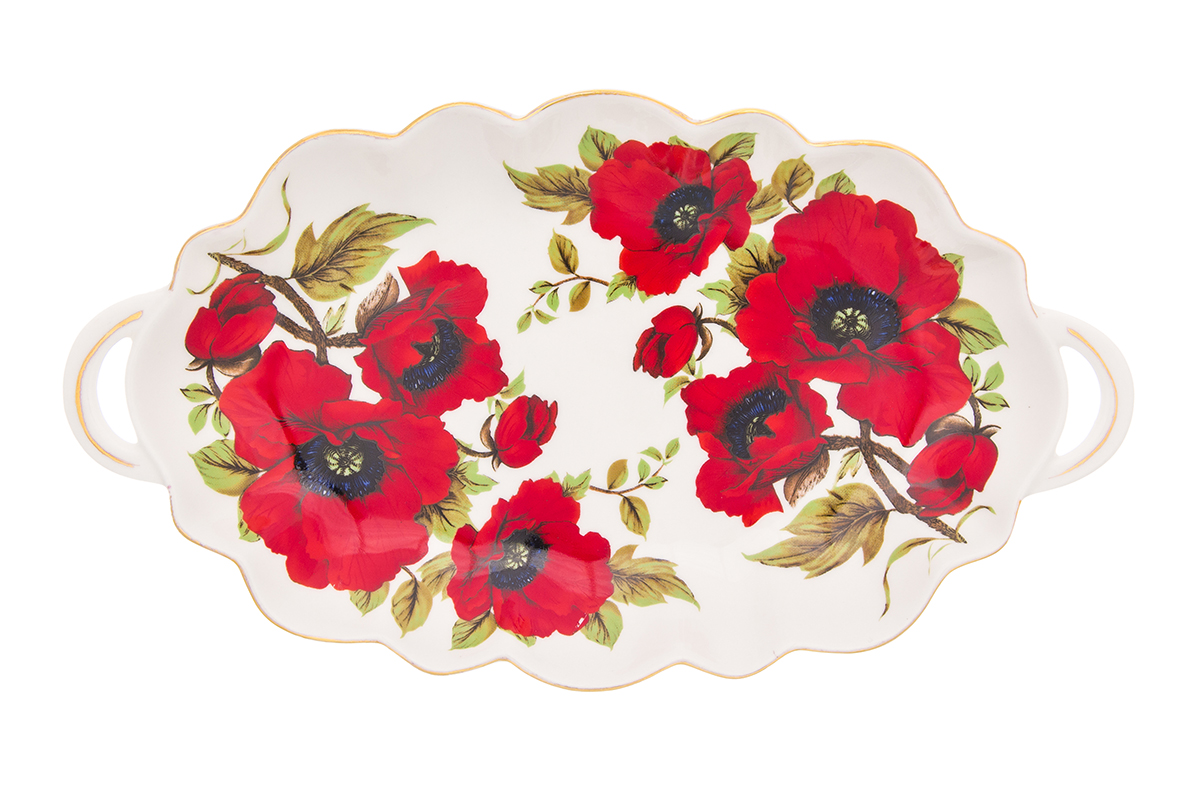 Блюдо для нарезки Elan Gallery Маки, 26 х 14,5 см740337 Блюдо для нарезки Elan Gallery Маки, 26 х 14,5 см740337Блюдо для нарезки Elan Gallery Маки, изготовленное из керамики, прекрасно подойдет для подачи нарезок, закусок и других блюд. Блюдо дополнено двумя удобными ручками и оформлено цветочным рисунком. Такое блюдо украсит сервировку вашего стола и подчеркнет прекрасный вкус хозяйки. Не рекомендуется применять абразивные моющие средства. Не использовать в микроволновой печи. Размер блюда по верхнему краю: 26 х 14,5 см. Высота блюда: 2,5 см.