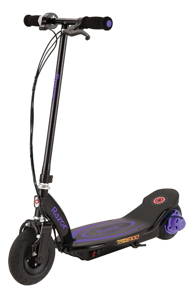 Электросамокат Razor Power Core E100, цвет: фиолетовый011609 Электросамокат Razor Power Core E100, цвет: фиолетовый011609Новейшая инновационная технология Power Core™ позволила увеличить время работы от одного заряда АКБ до 2-х раз, по сравнению с обычным электрическим самокатом Razor E100. Обслуживание электросамоката для детей и подростков стало еще проще, теперь не нужно ничего регулировать и настраивать, у привода отсутствует цепь и натяжитель цепи. В новой модели на 50% больше крутящего момента, по сравнению с обычным E100. Достаточно просто оттолкнуться ногой и пуститься в путь! Остальное сделает тихий электромотор-колесо, благодаря эффективной работе и повышенной производительности. Максимальная скорость, которая ограничена электронно, равна 18 км/час. За остановку самоката отвечает ручной тормоз, что дает гарантию того, что самокат начнет снижать скорость, как физически, так и электронно. Когда вы нажимаете на ручку тормоза, отключается электромотор, а грамотное распределение веса исключает возможность перелететь через руль самоката. Электросамокат имеет стальную раму, но при этом легкий вес, с...