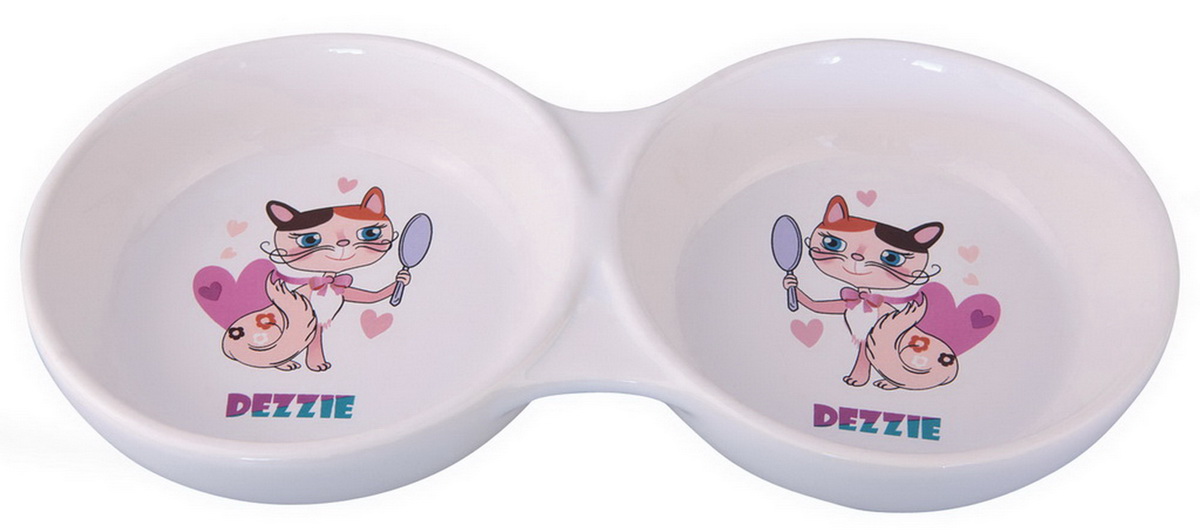 Миска для кошек Dezzie Красавица, двойная, 2 х 150 мл0120710 Миска для кошек Dezzie Красавица, двойная, 2 х 150 мл0120710Двойная миска для кошек Dezzie Красавица, выполненная из керамики и оформленная красочным изображением, отличается легкостью и удобством применения. Размер миски: 22,3 х11,3 х 3,3 см. Объем миски: 2 х 150 мл.
