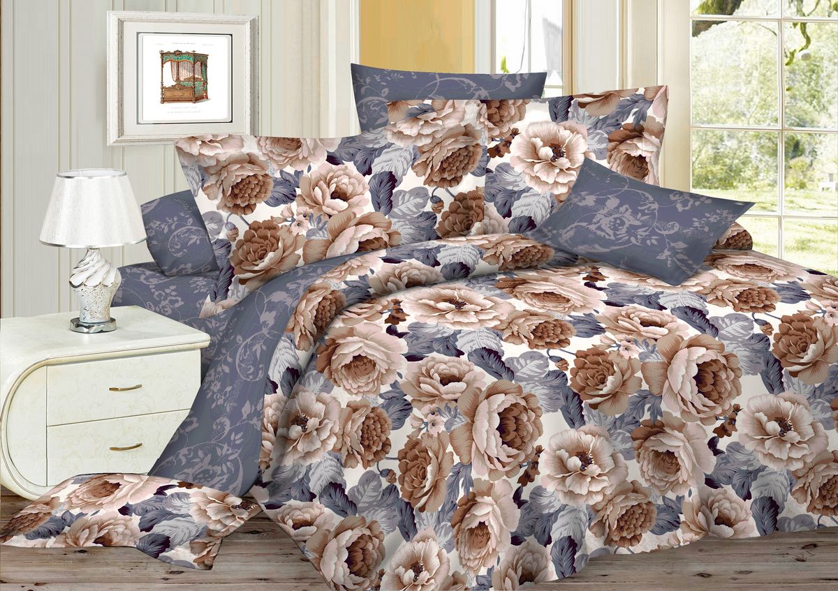 Комплект белья Amore Mio Pion, евро, наволочки 50x70, 70x70, цвет: серый, бежевый82887 Комплект белья Amore Mio Pion, евро, наволочки 50x70, 70x70, цвет: серый, бежевый82887Комплект постельного белья Amore Mio является экологически безопасным для всей семьи, так как выполнен из сатина (100% хлопок). Постельное белье оформлено оригинальным рисунком и имеет изысканный внешний вид. Сатин - это ткань сатинового (атласного) переплетения нитей. Имеет гладкую, шелковистую лицевую поверхность, на которой преобладают уточные нити (уток - горизонтально расположенные в тканом полотне нити). Сатин изготавливается из крученой хлопковой нити двойного плетения. Он чрезвычайно приятен на ощупь, не электризуется и не скользит по кровати. Сатин прекрасно сохраняет форму и не мнется, отлично пропускает воздух, что позволяет телу дышать и дарит здоровый и комфортный сон. Комплект состоит из пододеяльника, простыни и четырех наволочек.