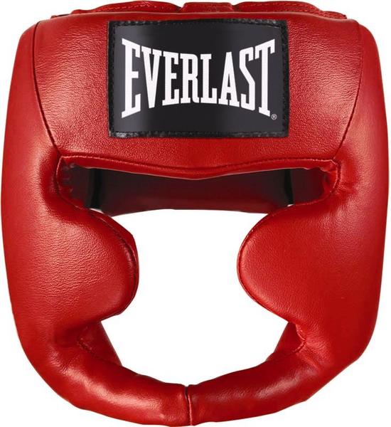 Шлем боксерский Everlast Martial Arts Leather Full Face, цвет: красный. Размер S/M7620SMU Шлем боксерский Everlast Martial Arts Leather Full Face, цвет: красный. Размер S/M7620SMUТренировочный шлем Everlast Martial Arts Leather Full необходим для активных тренировок и спаррингов. Его дизайн специально разработан для полной защиты головы и лица, максимально прикрывая зоны щек, лба и подбородка. Легкий и прочный, он спокойно подгоняется под необходимый размер благодаря удобным застежкам. Шлем изготовлен из качественной синтетической кожи, что обеспечивает солидный запас прочности и долговечности.