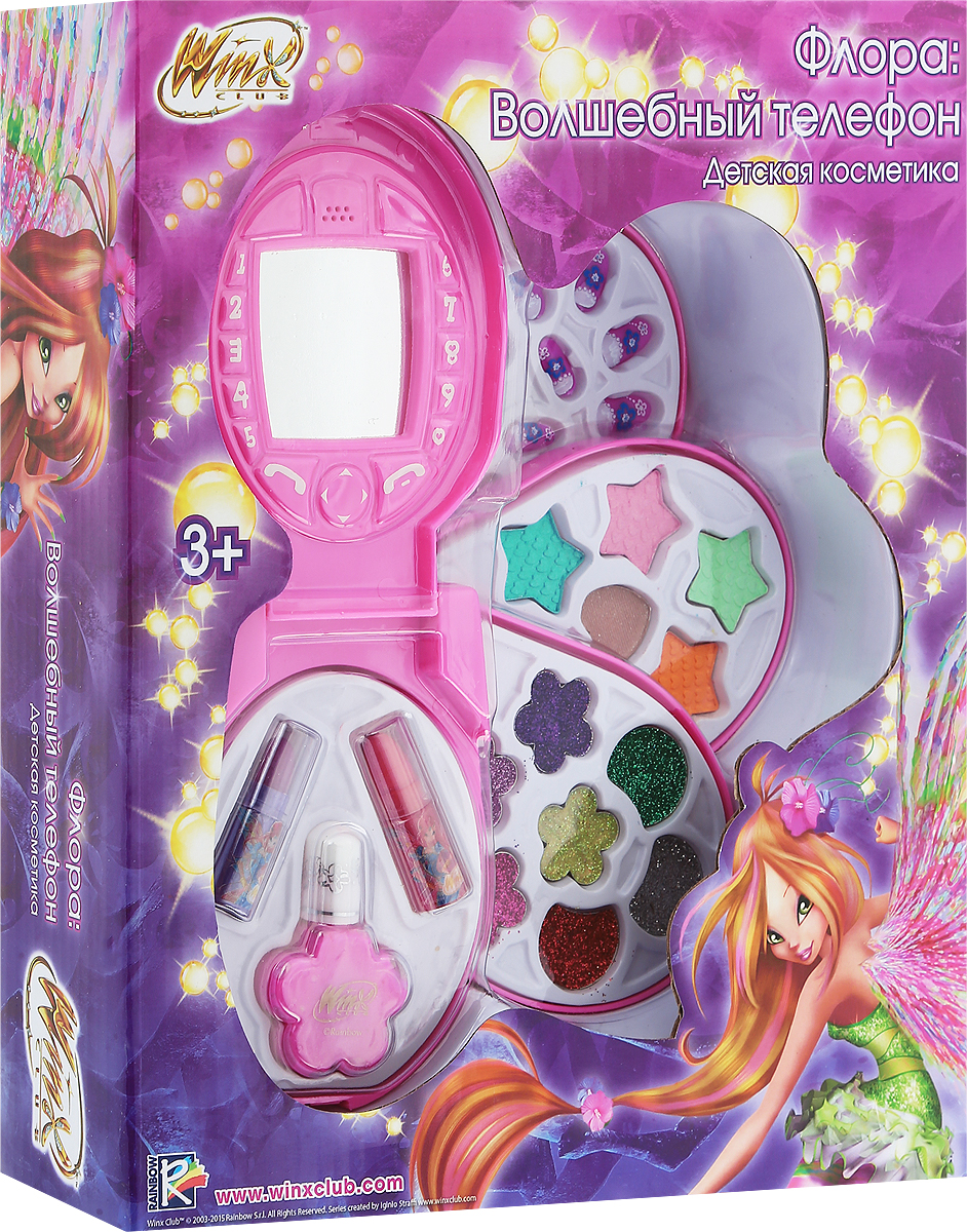 Winx Club Набор детской декоративной косметики Флора Волшебный телефонWNX1507-004 Winx Club Набор детской декоративной косметики Флора Волшебный телефонWNX1507-004Набор детской косметики Winx Club Флора: Волшебный телефон (тени, помадки, лак, зеркало) изготовлен под лицензией известного мультсериала и включает всё необходимое для создания яркого образа. Красочное, фирменное оформление упаковки, любимые персонажи, качество и безопасность для ребёнка - всё это делает лицензионную продукцию привлекательной и популярной среди покупателей всех возрастов. Рекомендуемый возраст от 3 лет. Не рекомендуется детям до 3-х лет. Уважаемые клиенты! Обращаем ваше внимание, что полный перечень состава представлен на дополнительном изображении.