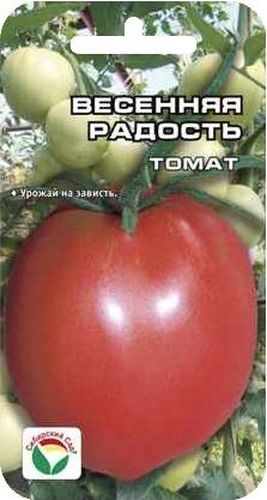 Семена Сибирский сад Томат. Весенняя радость, 20 штBP-00000469 Семена Сибирский сад Томат. Весенняя радость, 20 штBP-00000469Среднеранний, очень урожайный сорт для теплиц, позволяющий в полной мере использовать возможности защищенного грунта. Растение индетерминантное, мощное, со сближенными междоузлиями, высотой до 2 м. На кусте формируется 5-6 мощных кистей с красивыми однородными плодами интенсивно - красного цвета. Томаты ровные, округлые с носиком, с темным прозревающим пятном у плодоножки, крупные, массой 180-250 г. Плоды высокотоварные, с плотной консистенцией стенки, длительно сохраняют форму, хорошего вкуса. Урожайность сорта более 12 кг/м2. Сорт характеризуется хорошей устойчивостью к основным заболеваниям томатов. Назначение универсальное. Для получения стабильного урожая лучше высаживать рассадные растения 60-65 дневного возраста. Посев на рассаду производят за 50-60 дней до высадки растений на постоянное место. Оптимальная постоянная температура прорастания семян 23-25 град. При высадке в грунт на 1 м2 размещают 3 растения. Сорт хорошо реагирует на полив и...