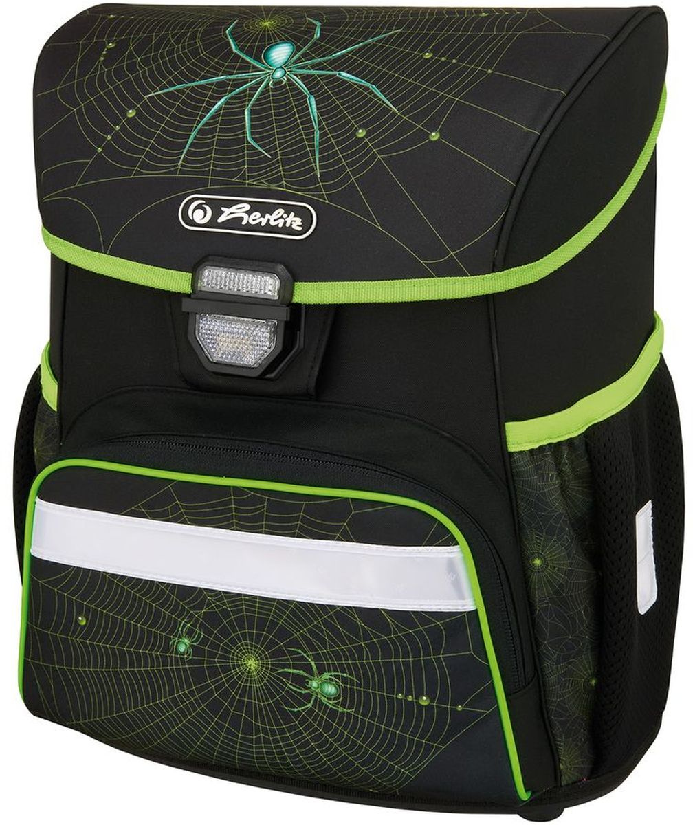 Herlitz Ранец школьный Loop Spider72523WD Herlitz Ранец школьный Loop Spider72523WDРанец Herlitz Loop Spider без наполнения. Размер: 37 х 31 х 24 см.- замок-защелка легко открывается и закрывается благодаря специальному клапану,- 2 внутренних отделения,- расписание уроков под крышкой ранца,- передний наружный карман на молнии,- водоотталкивающая ткань,- светоотражатели 3M на переднем кармане, боковых карманах и лямках,- прочное пластиковое дно защищающие от загрязнения,- 2 боковых кармана на резиночке,- эргономичная спинка и уплотненные регулируемые лямки из вентилируемого материала.
