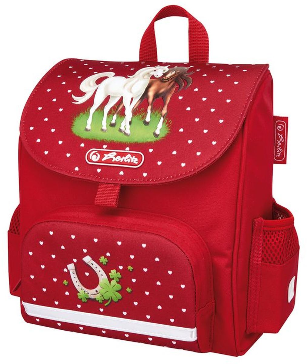 Herlitz Ранец школьный Mini Softbag HorsesVS16-SB-001 Herlitz Ранец школьный Mini Softbag HorsesVS16-SB-001Ранец дошкольный Herlitz Mini Softbag Horses. Размер: 24 х 26 х 14 см. - одно внутреннее отделение, - 1 передний карман на молнии,- 2 боковых кармана, - эргономичная спинка, - уплотненные регулируемые лямки, - светоотражатели 3M на переднем кармане, боковых карманах и лямках.