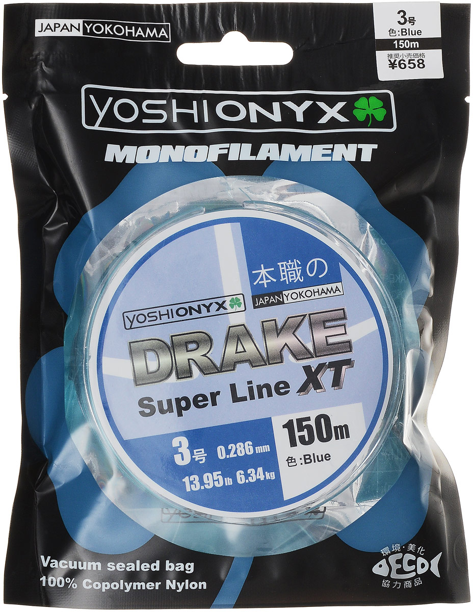 Леска Yoshi Onyx Drake Super Line XT, цвет: голубой, 150 м, 0,286 мм, 6,34 кгФуфайка Verticale FELX Леска Yoshi Onyx Drake Super Line XT, цвет: голубой, 150 м, 0,286 мм, 6,34 кгФуфайка Verticale FELXЛеска Yoshi Onyx Drake Super Line XT выполнена из голубого монофила (нейлон). Скользкий и мягкий, этот материал невероятно прочен и отлично выдерживает разрывную нагрузку на большинстве узлов. Леска обладает непревзойденными водоотталкивающими свойствами и практически незаметна в воде, что делает ее незаменимой при ловле в условии низких температур. Создана специально для ловли на различные искусственные приманки. Данная леска обладает повышенной устойчивостью к истиранию, прочностью и превосходной чувствительностью. Она очень эластичная, практически не имеет памяти, строго соответствует заявленным тестовым нагрузкам и диаметру.