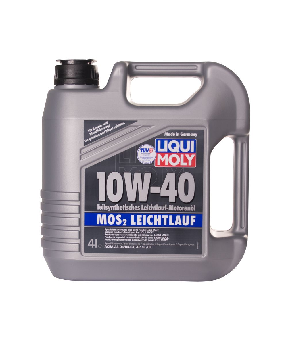 Масло моторное Liqui Moly MoS2 Leichtlauf, полусинтетическое, 10W-40, 4 л2706 (ПО) Масло моторное Liqui Moly MoS2 Leichtlauf, полусинтетическое, 10W-40, 4 л2706 (ПО)Масло моторное Liqui Moly MoS2 Leichtlauf - полусинтетическое моторное масло с добавлением дисульфида молибдена - визитной карточки компании Liqui Moly, эффективность рецептуры которой проверена десятилетиями. Масло предназначено для бензиновых и дизельных двигателей (в том числе для турбомоторов) новых автомобилей (без специальных требований к маслу от автопроизводителей), а также для подержанных автомобилей с большим пробегом, которые эксплуатируются в жестких условиях. В моторном масле используются синтетические и минеральные базовые компоненты, отличающиеся высокими защитными свойствами. Оптимальное содержание присадок, а также смазывающего материала обеспечивает отличные смазывающие свойства масла при самых критических нагрузках и длительных интервалах смены масла. Особенности: - Очень высокий уровень защиты от износа- Надежное поступление масла к деталям двигателя во всем диапазоне рабочих температур- Очень низкий расход масла- Отличная чистота двигателя- Проверено на системах с турбинами, компрессорами и катализаторамиСоответствие:- API: CF/SL- ACEA: A3/B4