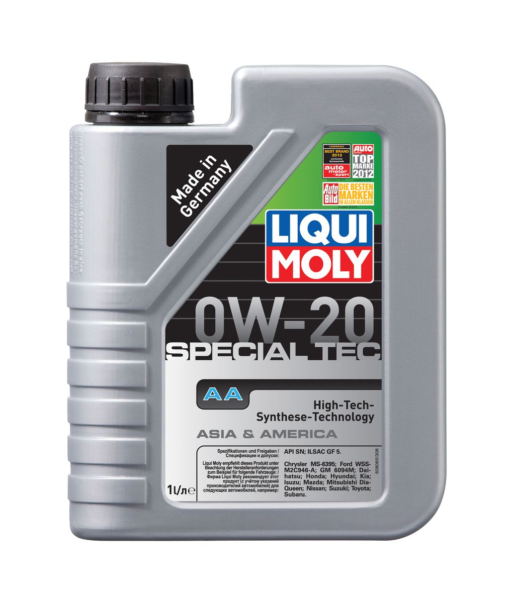 Масло моторное Liqui Moly Special Tec AA, НС-синтетическое, 0W-20, 1 л8065 Масло моторное Liqui Moly Special Tec AA, НС-синтетическое, 0W-20, 1 л8065Масло моторное Liqui Moly Special Tec AA рекомендуется для автомобилей Honda, Mazda, Mitsubishi, Nissan, Daihatsu, Hyundai, Kia, Isuzu, Suzuki, Toyota, Subaru, Ford, Chrysler, GM. Современное HC-синтетическое энергосберегающее моторное масло специально предназначено для всесезонного использования в двигателях американских и азиатских автомобилей. Благодаря отличным низкотемпературным свойствам в соответствии с классом вязкости 0W-20 данное масло отлично подходит для новейших двигателей Honda и гибридных автомобилей концерна Toyota, произведенных для японского и американского рынков. Базовые масла, полученные по технологии синтеза, и новейшие присадки составляют рецептуру моторного масла с отменной защитой от износа, снижающего расход топлива и масла, обеспечивающего чистоту двигателя и максимально быстрое поступление к трущимся деталям. Особенности: - Отличные пусковые свойства в мороз - Быстрое поступление масла ко всем деталям двигателя при...