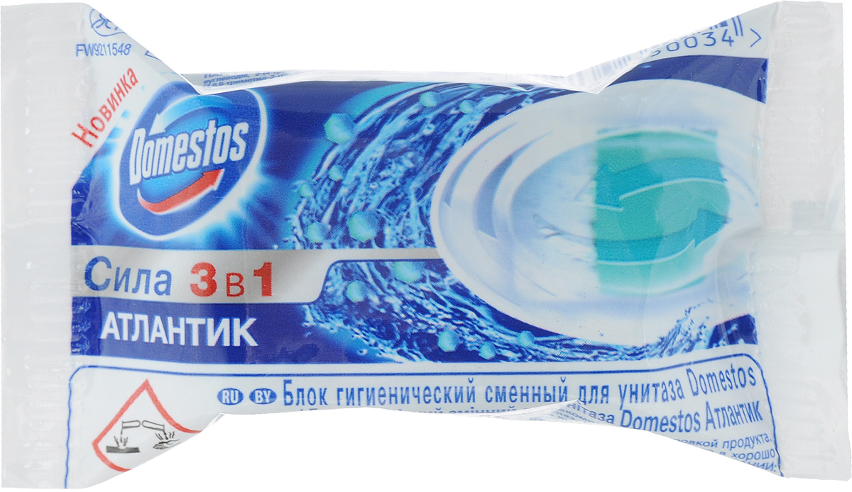 Domestos Блок для унитаза Atlantic 40 грU110DF Domestos Блок для унитаза Atlantic 40 грU110DFСменный гигиенический блок для унитаза Domestos Атлантик - оптимальное решение для обеспечения не только чистоты и гигиены, но и свежести в вашем туалете. Domestos устраняет источник бактерий, предотвращает появление известкового налета, обеспечивает свежий аромат благодаря парфюмированной гелевой полосе. Обеспечит гигиену в туалете при каждом смыве. Легко заменяется. Состав: более 30% анионные ПАВ, 5-15% отдушка, менее 5%: ароматические углеводороды, 2-(4-третбутилбензил) пропиональдегид, фосфаты, 3-Метил-4-(2,6,6-триметил-2-циклогексен-1-ил)-3-бутен-2-он, лимонен, бензиновый спирт, гексилциннамаль, линалоол, цитронеллол. Товар сертифицирован.