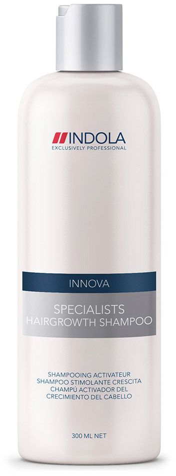 Indola Шампунь для роста волос Specialists Hairgrowth Shampoo 300 мл1508044 Indola Шампунь для роста волос Specialists Hairgrowth Shampoo 300 мл1508044Indola Шампунь для роста волос. Мягко очищает волосы и кожу головы. Входящие в состав шампуня таурин и тартрат карнитин придают энергию корням волос, увеличивая деление клеток. Шампунь стимулирует деятельность кожи головы и помогает увеличить густоту волос. Рекомендуется использовать в комплексе с тоником Indola Specialists Hairgrowth.