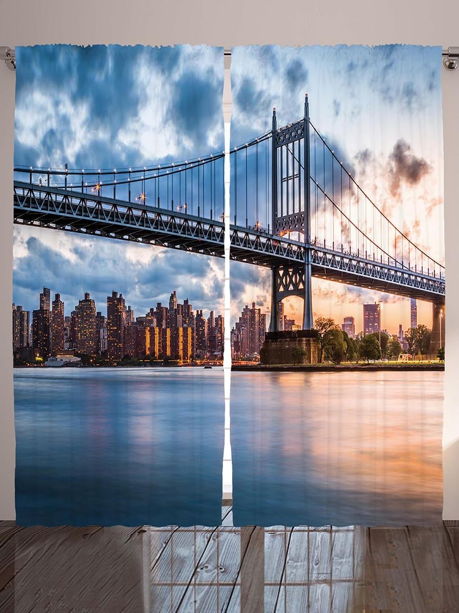 Комплект фотоштор Magic Lady Бруклинский мост, на ленте, высота 265 см. шсг_8988шсг_8988 Комплект фотоштор Magic Lady Бруклинский мост, на ленте, высота 265 см. шсг_8988шсг_8988Компания Сэмболь изготавливает шторы из высококачественного сатена (полиэстер 100%). При изготовлении используются специальные гипоаллергенные чернила для прямой печати по ткани, безопасные для человека и животных. Экологичность продукции Magic lady и безопасность для окружающей среды подтверждены сертификатом Oeko-Tex Standard 100. Крепление: крючки для крепления на шторной ленте (50 шт). Возможно крепление на трубу. Внимание! При нанесении сублимационной печати на ткань технологическим методом при температуре 240°С, возможно отклонение полученных размеров (указанных на этикетке и сайте) от стандартных на + - 3-5 см. Производитель старается максимально точно передать цвета изделия на фотографиях, однако искажения неизбежны и фактический цвет изделия может отличаться от воспринимаемого по фото. Обратите внимание! Шторы изготовлены из полиэстра сатенового переплетения, а не из сатина (хлопок). Размер одного полотна шторы: 145х265 см. В комплекте 2...
