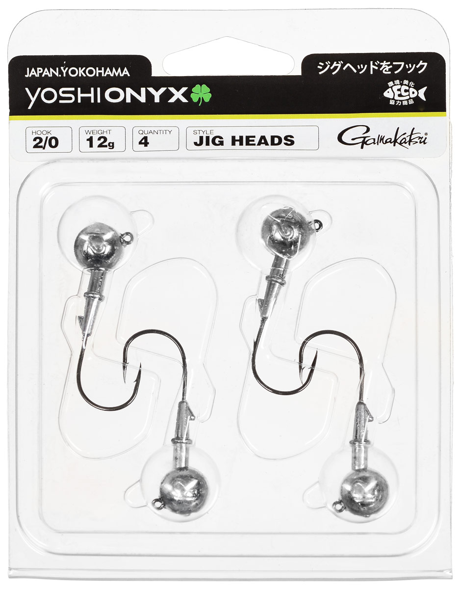 Джиг-головка Yoshi Onyx, крючок Gamakatsu 2/0, 12 г, 4 шт97992 Джиг-головка Yoshi Onyx, крючок Gamakatsu 2/0, 12 г, 4 шт97992Джиг-головки Yoshi Onyx предназначены в первую очередь для донной спиннинговой ловли - джиг спиннинга. Джиг головками оснащаются всевозможные мягкие приманки: виброхвосты, твистеры, силиконовые рачки и черви. Возможно их применение и с естественными насадками, к примеру, при ловле судака бортовой удочкой на мертвую рыбку или кусочки рыбы. Джиг-головка оснащена крючком Gamakatsu. Такой крючок прекрасно пробивает жесткую пасть крупного судака, щуки и сома. Вес: 12 г. Количество: 4 шт. Крючок: Gamakatsu 2/0.