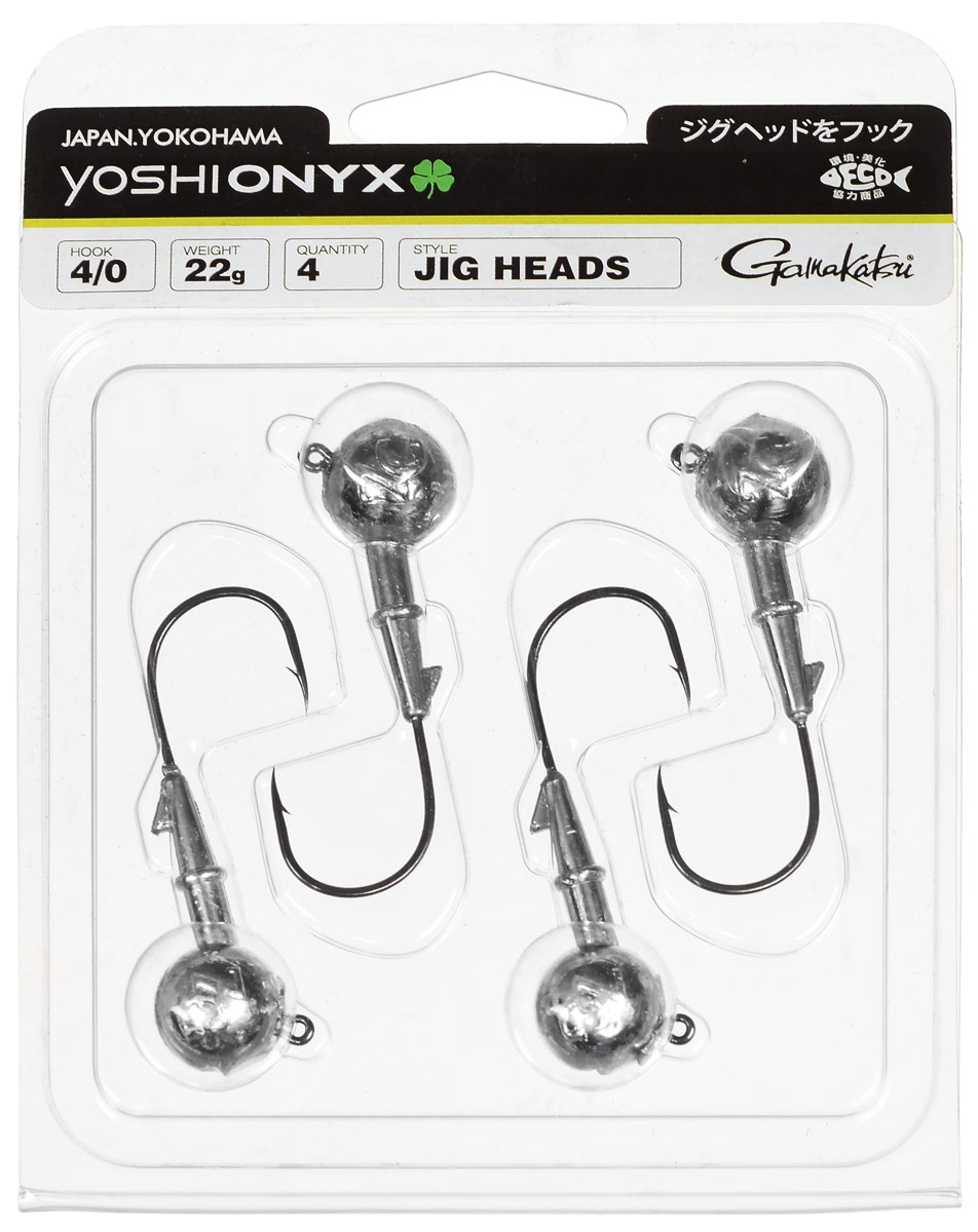 Джиг-головка Yoshi Onyx, крючок Gamakatsu 4/0, 22 г, 4 шт98003 Джиг-головка Yoshi Onyx, крючок Gamakatsu 4/0, 22 г, 4 шт98003Джиг-головки Yoshi Onyx предназначены в первую очередь для донной спиннинговой ловли - джиг спиннинга. Джиг головками оснащаются всевозможные мягкие приманки: виброхвосты, твистеры, силиконовые рачки и черви. Возможно их применение и с естественными насадками, к примеру, при ловле судака бортовой удочкой на мертвую рыбку или кусочки рыбы. Джиг-головка оснащена крючком Gamakatsu. Такой крючок прекрасно пробивает жесткую пасть крупного судака, щуки и сома. Вес: 22 г. Количество: 4 шт. Крючок: Gamakatsu 4/0.