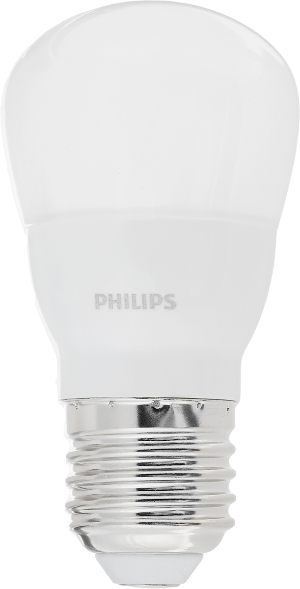 Лампа светодиодная Philips LED bulb, цоколь E27, 4W, 6500KЛампа LEDBulb 4-40W E27 6500K 230V P45 Лампа светодиодная Philips LED bulb, цоколь E27, 4W, 6500KЛампа LEDBulb 4-40W E27 6500K 230V P45Современные светодиодные лампы LED bulb экономичны, имеют долгий срок службы и мгновенно загораются, заполняя комнату светом. Лампа оригинальной формы и высокой яркости позволяет создать уютную и приятную обстановку в любой комнате вашего дома. Светодиодные лампы потребляют на 90% меньше электроэнергии, чем обычные лампы накаливания, излучая при этом привычный и приятный теплый свет. Срок службы светодиодной лампы LED bulb составляет до 15000 часов, что соответствует общему сроку службы пятнадцати ламп накаливания. Благодаря чему менять лампы приходится значительно реже, что сокращает количество отходов. Напряжение: 220-240 В. Световой поток: 350 lm. Эквивалент мощности в ваттах: 40 Вт.