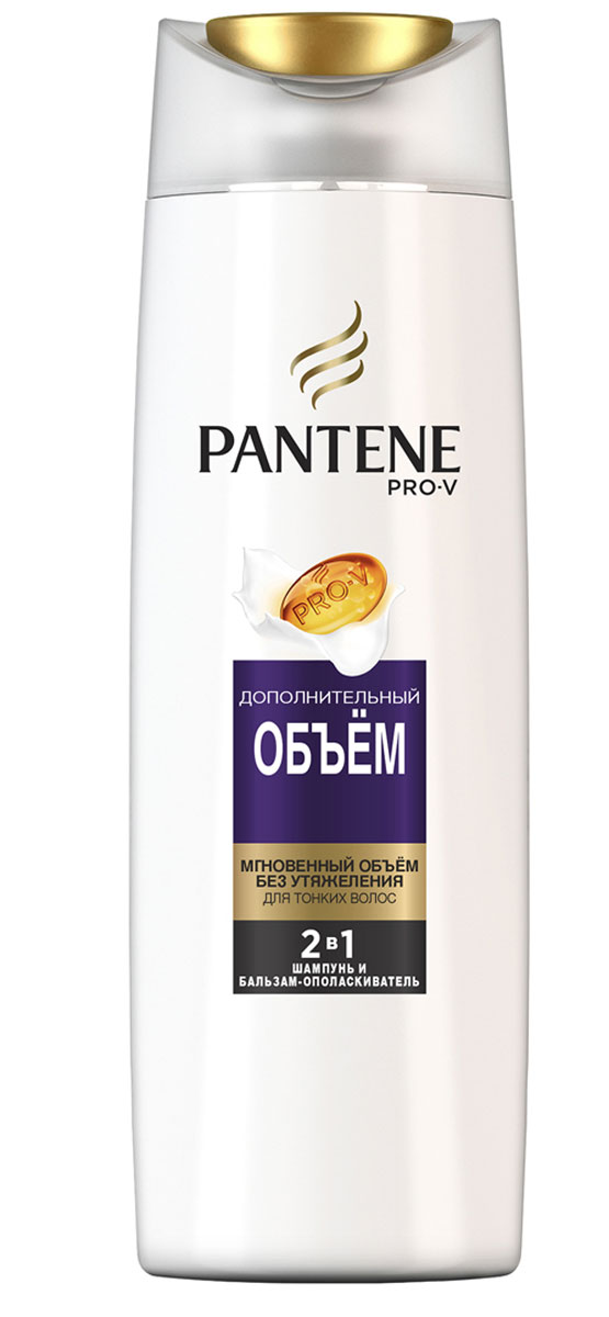 Pantene Pro-V Шампунь 2в1 Дополнительный объем, для тонких волос, 400 мл81601035 Pantene Pro-V Шампунь 2в1 Дополнительный объем, для тонких волос, 400 мл81601035Шампунь и бальзам-ополаскиватель Pantene Pro-V 2в1 Дополнительный объем - это коллекция легких средств включает активные вещества, укрепляющие волосы на микроуровне, придавая им объем и здоровый вид. Для наилучших результатов используйте с бальзамом- ополаскивателем и средствами для ухода за волосами Pantene Pro-V Дополнительный объем.