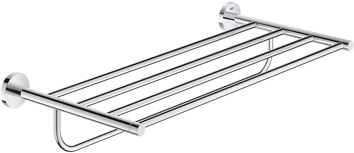 Держатель для полотенец Grohe Essentials. 4080000140800001 Держатель для полотенец Grohe Essentials. 4080000140800001Держатель Grohe Essentials обеспечивает вам множество вариантов компактного хранения сразу нескольких полотенец: вы сможете развесить их по перекладинам, либо сложить в свернутом виде сверху. Данная вешалка также представляет собой отличное решение для хранения банных принадлежностей, которые вам хотелось бы держать под рукой, но так, чтобы они не мешали. Она отличается функциональной и эстетичной конструкцией в классическом стиле и изготавливается с сияющим хромированным покрытием.