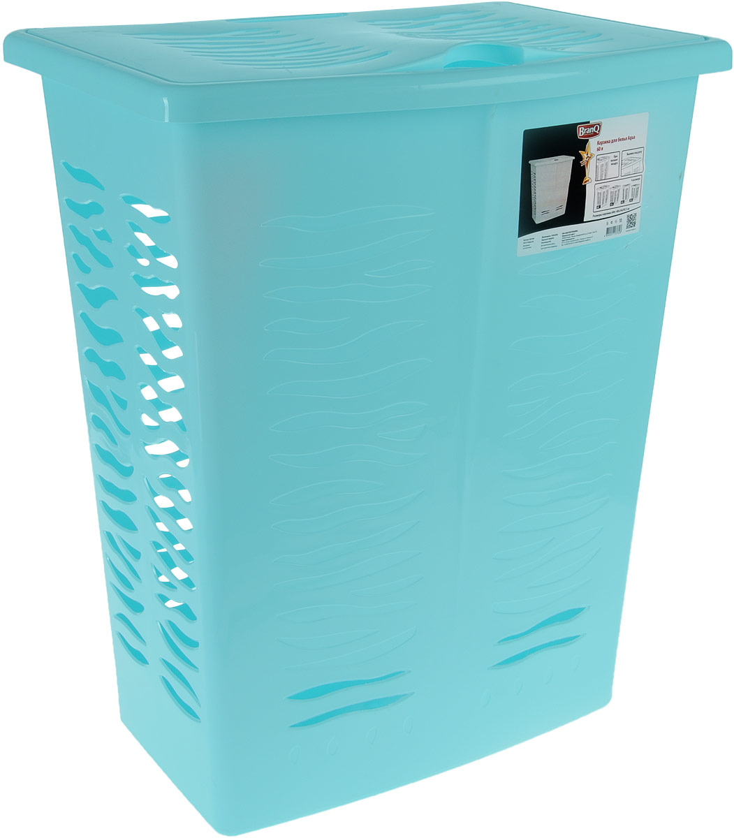 Корзина для белья BranQ Aqua, цвет: бирюзовый, 60 лBQ1708БРЗ Корзина для белья BranQ Aqua, цвет: бирюзовый, 60 лBQ1708БРЗКорзина для белья BranQ Aqua изготовлена из прочного полипропилена и оформлена перфорированными отверстиями, благодаря которым обеспечивается естественная вентиляция. Корзина оснащена крышкой и ручкой для переноски. На крышке имеется выемка для удобного открывания крышки. Такая корзина для белья прекрасно впишется в интерьер ванной комнаты.