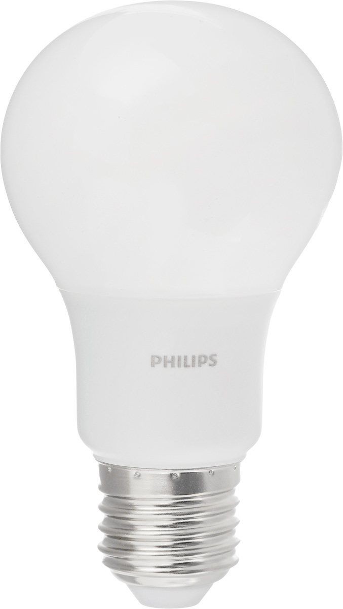 Лампа светодиодная Philips LED bulb, цоколь E27, 7W, 6500KЛампа LEDBulb 7-60W E27 6500K 230VA60/PF Лампа светодиодная Philips LED bulb, цоколь E27, 7W, 6500KЛампа LEDBulb 7-60W E27 6500K 230VA60/PFСовременные светодиодные лампы LED bulb экономичны, имеют долгий срок службы и мгновенно загораются, заполняя комнату светом. Лампа оригинальной формы и высокой яркости позволяет создать уютную и приятную обстановку в любой комнате вашего дома. Светодиодные лампы потребляют на 88% меньше электроэнергии, чем обычные лампы накаливания, излучая при этом привычный и приятный теплый свет. Срок службы светодиодной лампы LED bulb составляет до 15000 часов, что соответствует общему сроку службы пятнадцати ламп накаливания. Благодаря чему менять лампы приходится значительно реже, что сокращает количество отходов. Напряжение: 220-240 В. Световой поток: 600 lm. Эквивалент мощности в ваттах: 60 Вт.