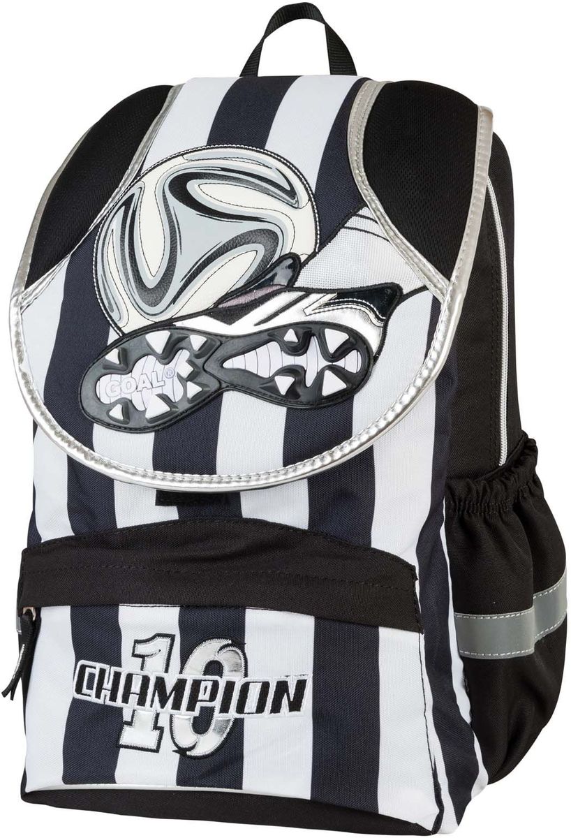 Target Collection Ранец школьный цвета FC Juventus 1787272523WD Target Collection Ранец школьный цвета FC Juventus 1787272523WDРюкзак молодежный бренда «Target Collection» имеет яркий рисунок и изготовлен из современных, прочных материалов. Техническими особенностями рюкзака (портфелей) «Target Collection» является система «Flexiball» (поясничная поддержка), которая оптимально адаптирована для ребенка. Система «Flexiball» является новшеством в промышленности, она правильно распределяет вес мешка, автоматически подстраивается под ребенка и поэтому обеспечивает идеальное положение для поясничной поддержки. Во время прогулки, система «Flexiball» движется вместе с ребенком, за счет гибкого материала уменьшает нагрузку при ходьбе. Портфель имеет форму куба, пригодную для учащихся начальных классов. Плечевые лямки можно отрегулировать для каждого ребенка индивидуально, поэтому получается что он «растет» вместе с ребенком. Лямки содержат вентиляционные отверстия и тем самым имеют возможность дышать. Они дополнительно оснащены ЭКО-пеной, которая делает ношение портфеля более комфортным для ребёнка. Рюкзак содержит 2 больших отделения, закрывающегося на молнию. На лицевой стороне рюкзака расположен большой накладной карман на молнии, а по бокам рюкзака два кармана на резинке. Светоотражающий материал присутствует на передней, боковой и задней части рюкзака, что позволяет сделать вашего ребенка более заметным, а так же обезопасить его не только днем, но и ночью. При создании данной модели используются улучшенные материалы (3D), которые имеют свойство «дышать». Благодаря этим материалам воздух циркулирует, и следовательно, спина ребёнка не будет потеть. Дополнительно, имеется грудное крепление-стяжка для фиксации на плечах и поясничное крепление для фиксации на поясе ребенка, они установлены так, чтобы порфель самыми оптимальным образом сидел на на теле ребенка. Правильно используя ремни, вес портфеля распределяется следующим образом: 50% на бедра и 50% на поясничную часть, что ощутимо позволяет уменьшить нагрузку и усилия при ходьбе. Мягкая ручка в верхней части позволяет сделать ношение в руке более удобным и комфортным. Дно портфеля изготовлено из качественного и прочного материала.Порфель предназначен для детей ростом от 110 см: размер M - для детей ростом между 110 и 125 см;размер L подходит для детей ростом между 125 и 140 см;размер XL - для детей выше 140 см.