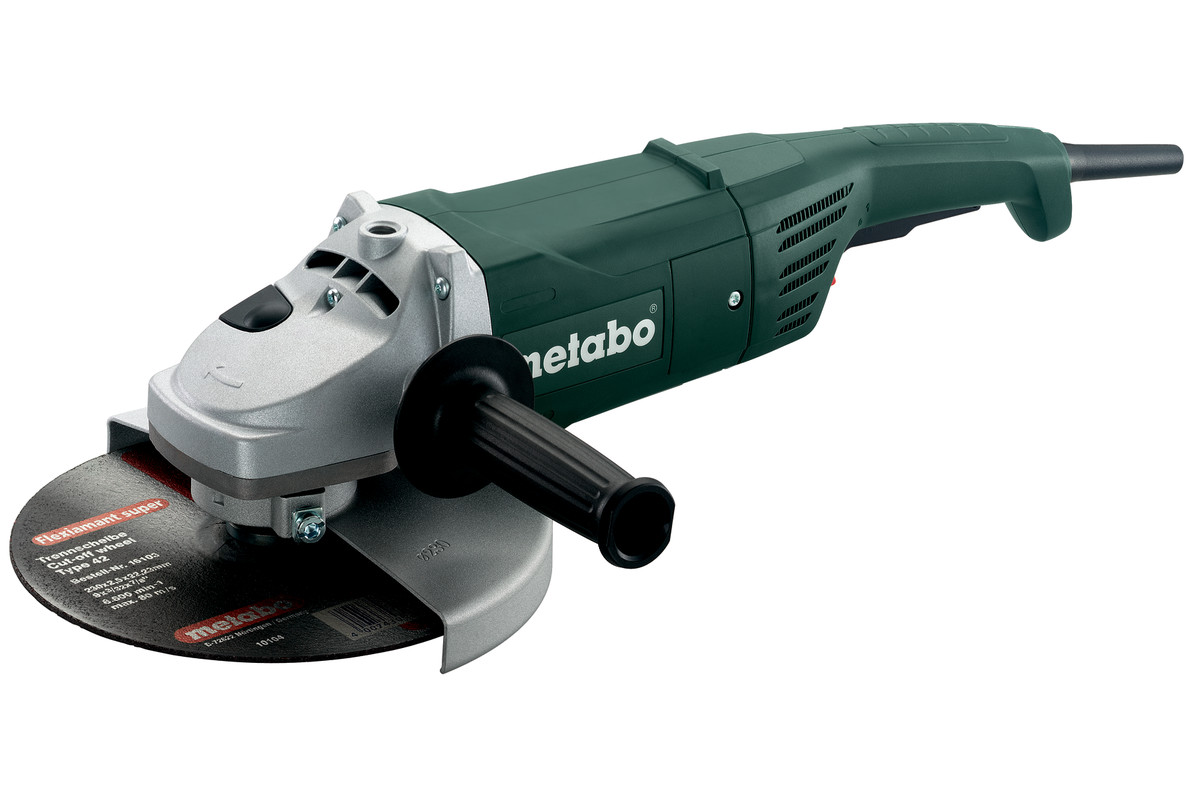 Шлифовальная машина Metabo W 2000, угловая606420000 Шлифовальная машина Metabo W 2000, угловая606420000Надежный и износостойкий двигатель Предохранительный выключатель Metabo предотвращает непреднамеренное включение Дополнительная ручка, монтируемая в трех положениях Отключающиеся угольные щетки для защиты двигателя