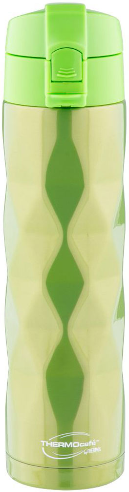 Термос Thermocafe By Thermos, цвет: зеленый, 0,5 л. TTF-503-B272621 Термос Thermocafe By Thermos, цвет: зеленый, 0,5 л. TTF-503-B272621Необычный рельефный 3D термос покрыт множеством выпуклых ромбов. Термос из нержавеющей стали. Пластиковая крышка-пробка снабжена фиксатором от случайного открытия, откидывается полностью и фиксируется.