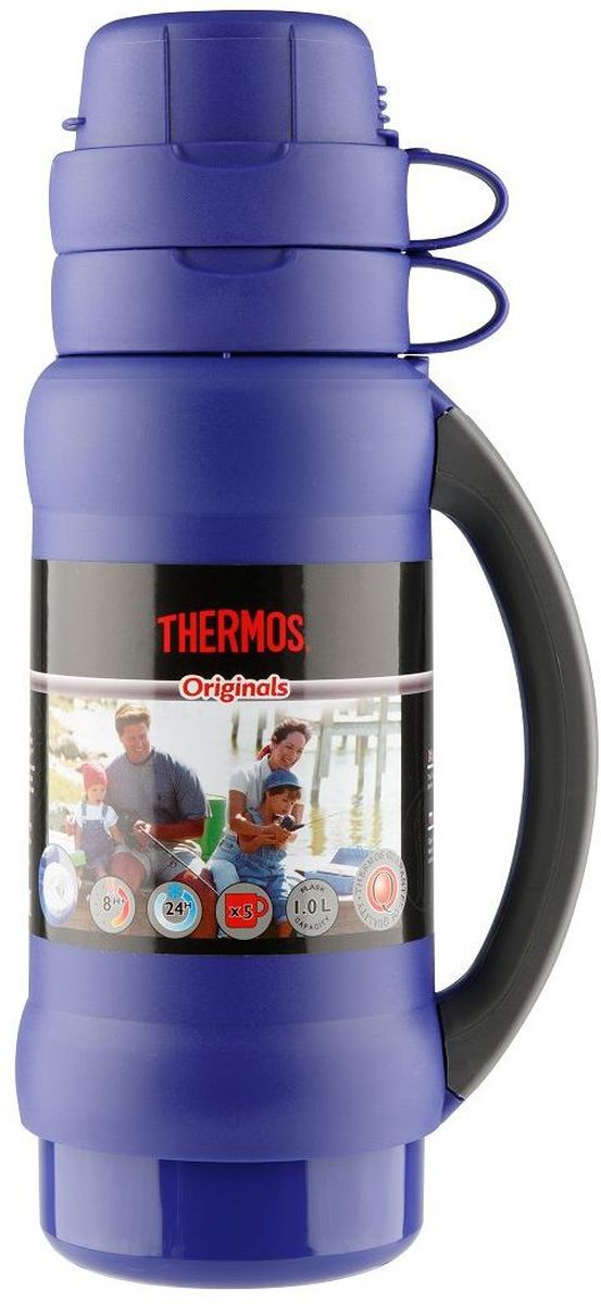 Термос Thermos, цвет: синий, 1 л. 273C923714 Термос Thermos, цвет: синий, 1 л. 273C923714Повышенная прочность стеклянной колбы. Визуальная защита от подделки - колба розового цвета. Полностью герметичен. Благодаря боковым стопперам, термос устойчив в горизонтальном положении.