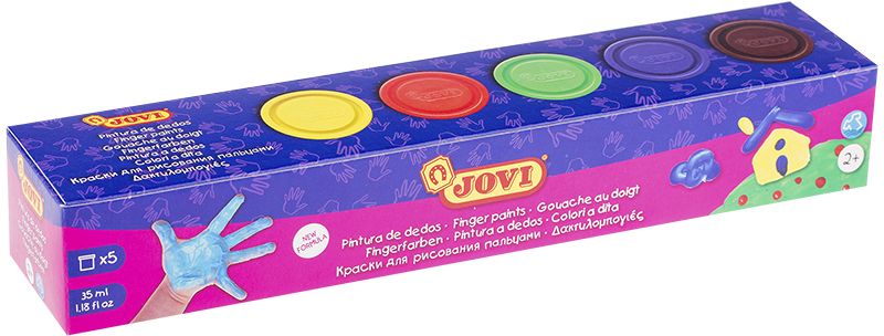 Jovi Краски пальчиковые 5 цветов 175 г540 Jovi Краски пальчиковые 5 цветов 175 г540Пальчиковые краски Jovi развивают цветовосприятие, воображение, интеллект и творческие задатки ребенка. Легко смываются с кожи и отстирываются с большинства видов тканей. Гипоаллергенны, не содержат глютен. Краски имеют очень густую желеобразную консистенцию, не вытекают из баночки, позволяют набирать небольшое количество краски и экономично ее использовать. Не требуется разводить их водой. Можно рисовать руками или с помощью специальных губок и валиков Jovi. В наборе пять основных ярких чистых цветов (желтый, красный, зеленый, синий, коричневый) красок для раннего развития малыша в баночках по 35 мл. Страна производства Испания.