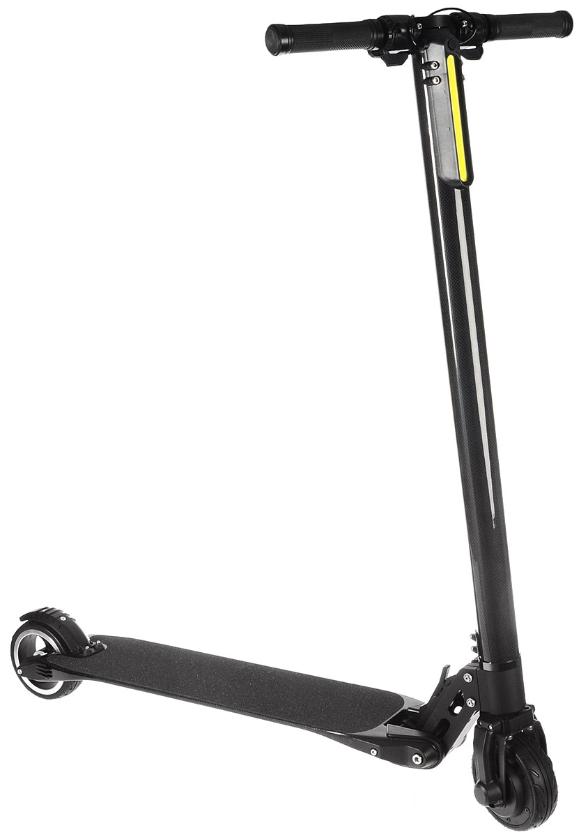 Электросамокат IconBIT Smart Carbon Scooter, цвет: черныйAIRWHEEL M3-162.8 Электросамокат IconBIT Smart Carbon Scooter, цвет: черныйAIRWHEEL M3-162.8Мощный, легкий и тихий электрический самокат IconBIT Smart Carbon Scooter с пятидюймовыми колесами и 350 Вт двигателем. Электронная тормозная система с технологией рекуперативного торможения (EBS) подзаряжает батарею во время торможения. Самокат изготовлен из ультралегкого и прочного карбона, благодаря чему весит всего 6,8 кг. Скутер складывается одним движением руки, при этом его длина в сложенном состоянии составляет всего 90 см.Особенности самоката:Тонкая и прочная карбоновая дека выдерживает нагрузку до 100 кг при толщине всего 7,6 мм. Благодаря особой пружинящей конструкции, дека выступает в качестве интегрированной подвески, сглаживающей прохождение дорожных неровностей.В переднее 5 колесо интегрирован мощный и легкий бесщеточный мотор. Революционная технология Field Oriented Control (FOC) обеспечивает мягкое и плавное ускорение без рывков. Технология рекуперативного торможения (EBS) подзаряжает батарею скутера при торможении.На руле расположен дисплей бортового компьютера, показывающий текущую скорость, заряд батареи и продолжительность поездки. Бортовой компьютер позволяет быстро и удобно управлять скоростным режимом самоката.Внутри рукоятки скутера размещен блок литий-ионных аккумуляторов с общей емкостью 8,8 Ач, что позволяет проехать на одном заряде до 30 километров. Технология Smart BMS (Battery Management System) защищает от избыточного заряда, глубокого разряда, короткого замыкания и других неприятностей.На фронтальной части установлен большой светодиодный фонарь, способный осветить дорогу в сумерках и сделать вас заметными для других участников движения.Емкость батареи: 8,8 Ач.Дальность поездки на одном заряде: 30 км.Максимальный угол подъема: 25°.Мотор: бесщеточный, 350 Вт.Максимальная нагрузка: 100 кг.Время полной зарядки: 2-3 ч.Зарядное устройство: АС 220 В 50-60 Гц.Вес: 6,8 кг.