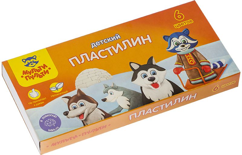 Мульти-Пульти Пластилин Енот на Аляске 6 цветовДП_10232 Мульти-Пульти Пластилин Енот на Аляске 6 цветовДП_10232Пластилин торговой марки Мульти-Пульти Енот на Аляске станет отличным приобретением для детского творчества. С помощью шести разноцветных брусочков ребенок сможет попробовать свои силы в создании красивых скульптур-поделок. Материал для лепки очень пластичен, хорошо смешивается и отлично держит форму. Пластилин не имеет запаха и не оставляет следов на руках и одежде. Он не содержит опасных для здоровья малышей синтетических добавок. Брусочки упакованы в яркую картонную коробку, украшенную изображением енота-путешественника и его ездовых собак. Пластилин из серии Енот на Аляске вдохновит кроху на создание новых шедевров.