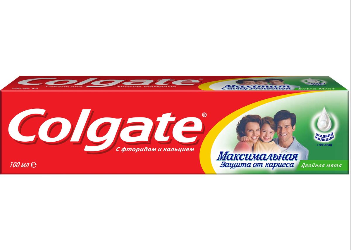 Colgate Зубная паста Максимальная защита от кариеса Двойная мята 100 млFCN89274/FCN89021 Colgate Зубная паста Максимальная защита от кариеса Двойная мята 100 млFCN89274/FCN89021Уникальная формула с жидким кальцием и фтором защищает и укрепляет эмаль зубов со всех сторон, проникая даже в труднодоступные места полости рта.