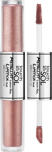 Touch In Sol Metallist Liquid Foil Двойная жидкая помада для губ, 2.5мл, №2 Penny8809344227904 Touch In Sol Metallist Liquid Foil Двойная жидкая помада для губ, 2.5мл, №2 Penny8809344227904Инновационная жидкая двойная помада, перед которой сложно устоять. Матовая основа с одной стороны и мерцающие частицы с другой придают губам соблазнительное сияние. Основа с приглушенным металлическим пигментом и увлажняющий глитер создадут желанный металлический финиш. Легкая кремовая текстура, модные, дерзкие оттенки, разработаны по специальной технологии, которая обеспечивает супер стойкость цвета. НЕ СОДЕРЖИТ: парабены, сульфаты, фталаты.