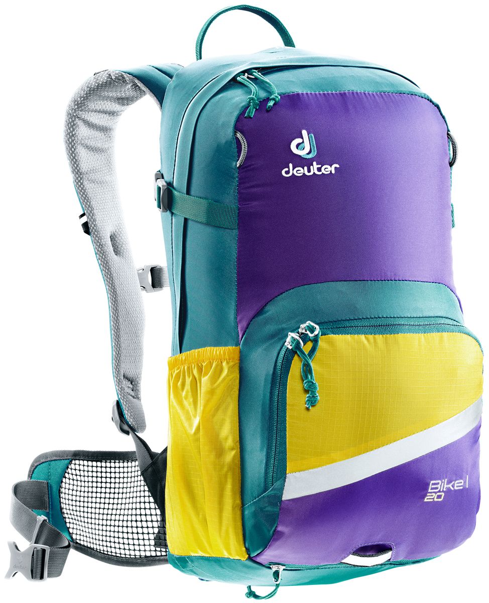 Рюкзак Deuter Bike I 20, цвет: голубой, фиолетовый, 20 л3203317_3363 Рюкзак Deuter Bike I 20, цвет: голубой, фиолетовый, 20 л3203317_3363- съемный держатель для шлема - прекрасная вентиляция, плотное прилегание к спине, благодаря системе Airstripes с регулируемыми стойками каркаса (Bike I 18 SL & 20) - максимальная вентиляция благодаря сетчатой FlexLite спинке AIRCOMFORT (Bike I Air EXP 16) - хорошо вентилируемые, легкие, сетчатые набедренные крылья пояса (Bike I 18 SL, Air EXP 16 & 20) - поясной ремень (Bike I 14) - чехол от дождя на молнии - удобные плечевые лямки с мягкими краями Soft-Edge - съемный, складывающийся дождевик - компрессионные ремни - большой карман на молнии с органайзером и карабинчиком для ключей и отделениями для мобильного телефона, бумажника, инструментов и т.д. - легкодоступное отделение на молнии для смартфона или карты на задней стороне - эластичные боковые карманы - большие 3M отражающие полосы на переднем кармане - светоотражающая петля для габаритного фонарика - отделение для влажной одежды - совместимость с питьевой системой ...