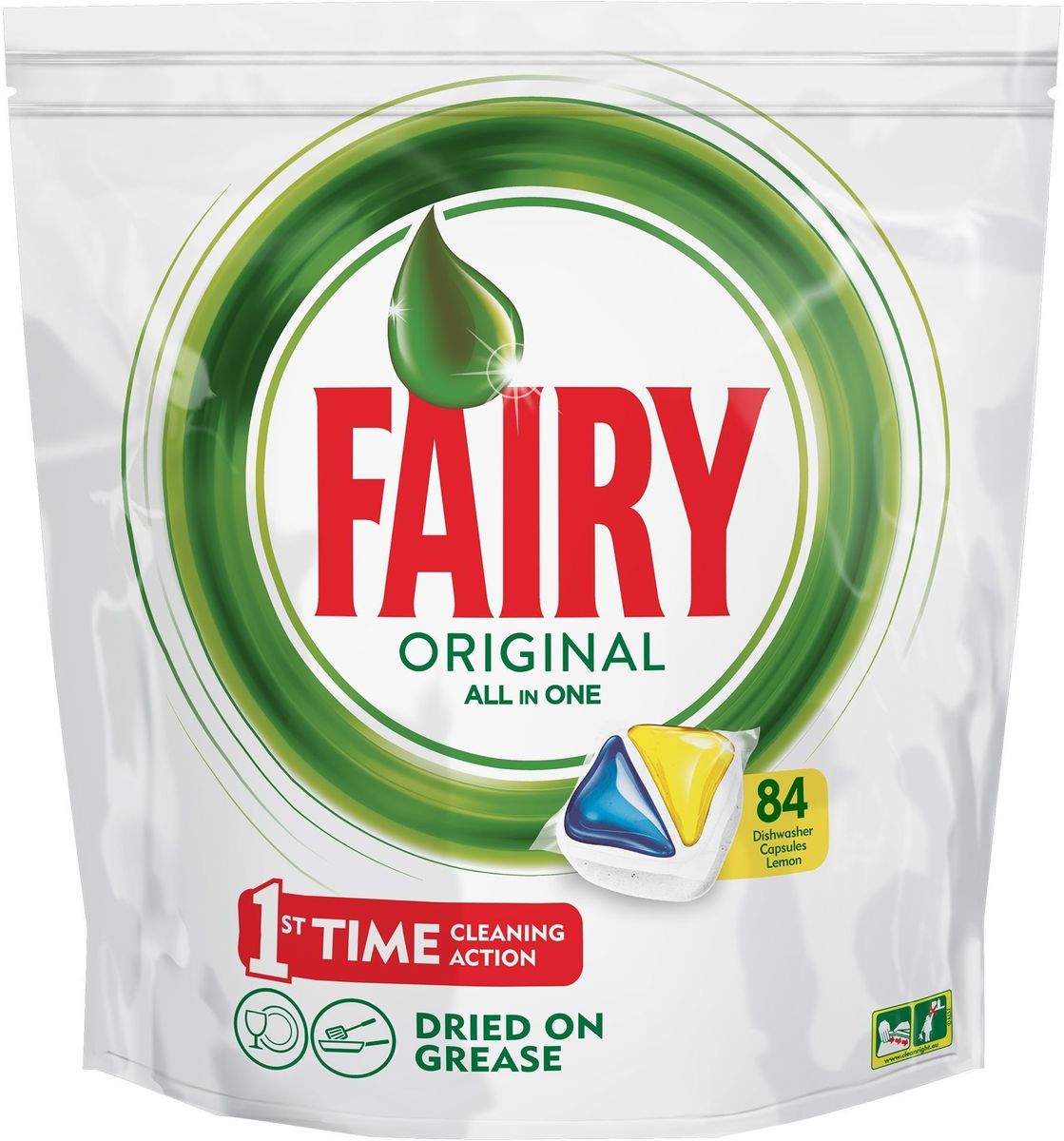 Капсулы для посудомоечной машины Fairy Original All In One. Лимон, 84 штукиFR-81615613 Капсулы для посудомоечной машины Fairy Original All In One. Лимон, 84 штукиFR-81615613Капсулы для посудомоечной машины Fairy Original All in One идеально отмывают посуду со сложными загрязнениями с 1-го раза. Fairy Original содержит гель и порошок в одной капсуле. Капсула растворяется гораздо быстрее, чем другие таблетки для посудомоечной машины, и поэтому начинает действовать немедленно. Кроме того, капсулы Fairy очень просты в использовании – просто поместите их в посудомоечную машину (не нужно распаковывать). Сила Fairy теперь и для посудомоечных машин! Идеально чистая посуда с 1-го раза. Справляется с засохшей и пригоревшей грязью. Капсулы для посудомоечной машины Fairy Original All in One Очистит даже самые сложные загрязнения. С функцией супер-сияния посуды. С добавлением соли и ополаскивателя, а так же с защитой стекла и серебра. Сохраняет приятный запах в посудомоечной машине С жидким моющим средством для борьбы со сложным жиром. Произведено и протестировано для использования во всех посудомоечных машинах. Готовы к использованию. Не нужно разворачивать. 1...