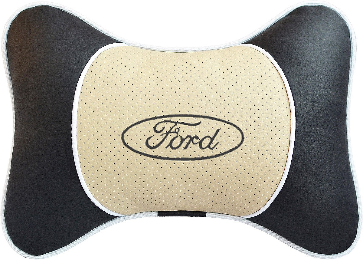 Подушка на подголовник Auto Premium Ford , цвет: бежевый. 3758437584 Подушка на подголовник Auto Premium Ford , цвет: бежевый. 3758437584Подушка на подголовник Люкс выполнена из черной гладкой экокожи, вставка из бежевой перфорированной экокожи имеет обрамление мягким кантом. Для нанесения вышивки используются высококачественные итальянские нитки. Подушка на подголовник - это прежде всего лучший способ создать комфорт для шеи и головы во время пребывания в автомобильном кресле. Такая подушка будет удобна как водителю, так и пассажиру. При производстве используются высококачественные, износостойкие материалы и гипоаллергенные наполнители.